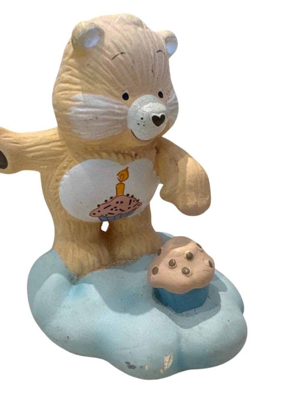 Vintage Care Bear Birthday Bear Ceramic Figurine on Cloud 3" Tall Collectible